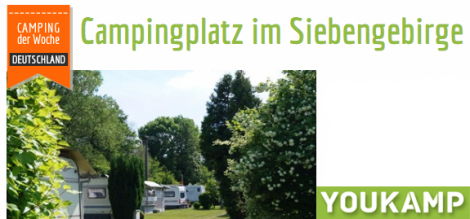Der Campingplatz im Siebengebirge in Königswinter NRW, wurde diese Woche von YouKamp zum deutschen Campingplatz der Woche gewählt.
